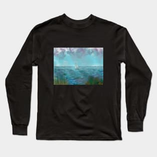 Rainy Ocean, digital painting Long Sleeve T-Shirt